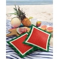 thumbnail image 3 of Outdoor Pillow Covers Throws Summer Fruit Watermelon Seeds on Red,Waterproof Pillow Cases Pack of 2 Green Stripe Border,Durable Cushion Cover Pillowcase for Patio Balcony Couch Garden, 3 of 7