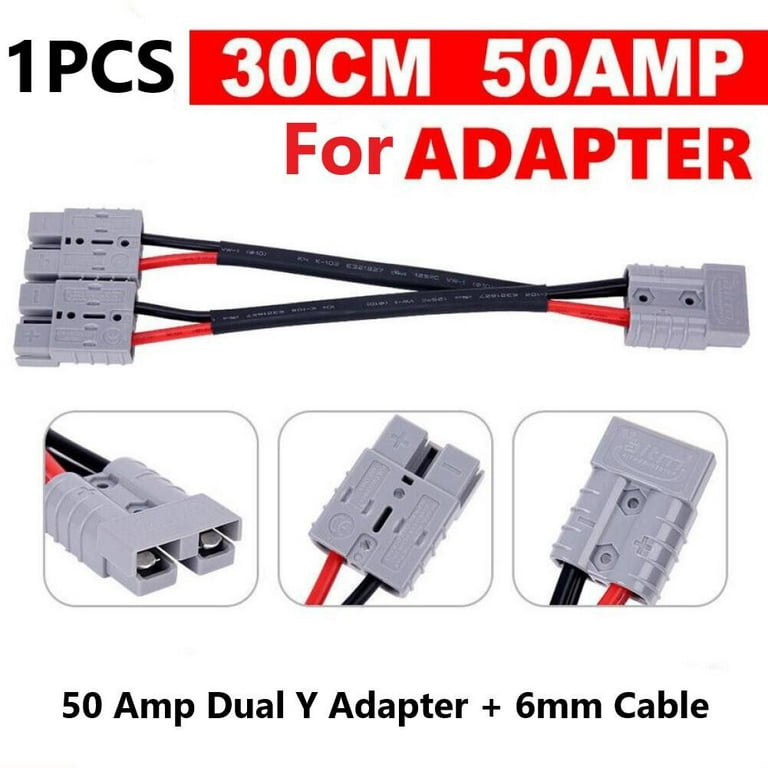 50A For Anderson Plug Dual Y Adaptor Cable Extension Lead 6mm Battery  Connector