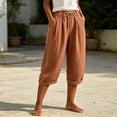 thumbnail image 5 of SBYOJLPB Women's Capris Pants Solid Color Casual Capris Trousers with Pockets and Drawstring, 5 of 6