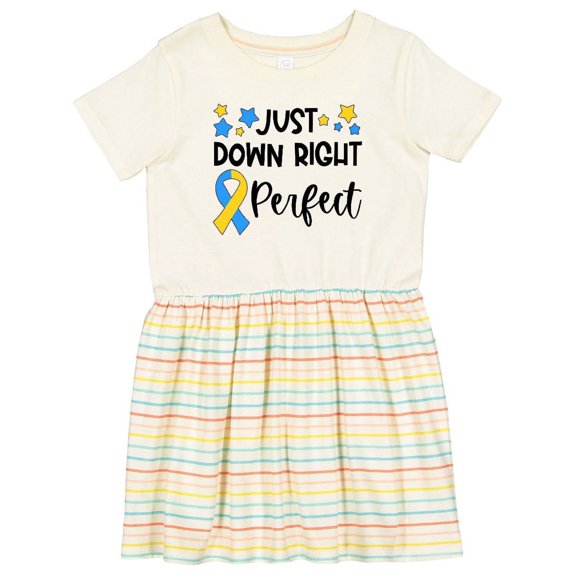 Inktastic Just Down Right Perfect Down Syndrome Awareness Ribbon Girls Toddler Dress