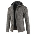 thumbnail image 3 of IYTR Men's Winter Warm Thickening Knitted Zipper Cardigan Sweaters Outwear Hooded Coat with Pockets Coffee M, 3 of 5