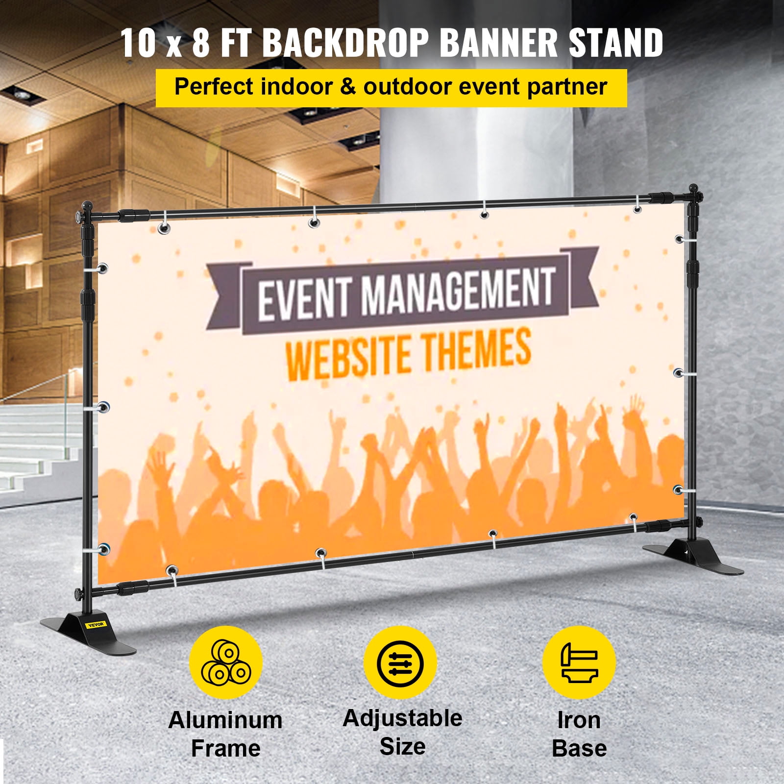 GSYXERGILES 10 x 8 Ft Backdrop Banner Stand Heavy-Duty Banner Display Support with Carrying Bag for Parties Exhibition Background Adjustable Photography Step and Repeat Stand Wedding Photoshoot 
