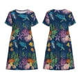 thumbnail image 3 of Bixox Robe d'Été à Manches Courtes pour Femmes Robe Ample Longueur Genou avec Poches-Animaux sous-Marins, 3 of 7