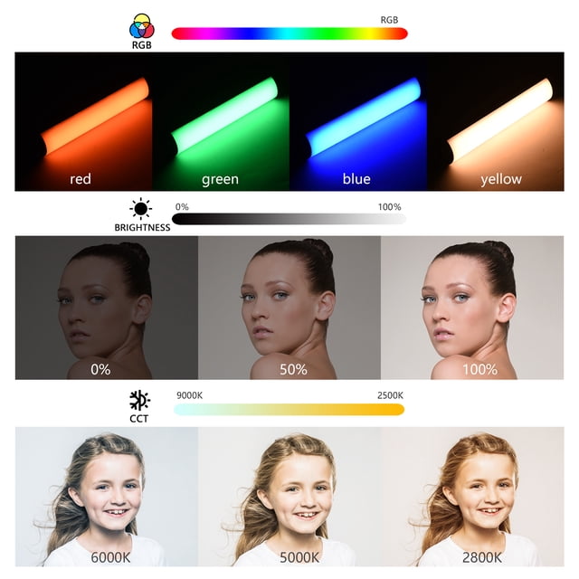 Andoer W200RGB Luz de video LED portátil recargable Luz de relleno RGB 2500K-9000K Regulable 20 efec Andoer Lámpara de fotografía