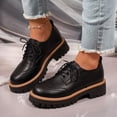 thumbnail image 3 of HEWUQI Womens Platform Mary Jane Oxfords Leather Comfortable Vintage Lace up Wingtip Non Slip Dressy Shoes Business Casual Chunky Heels Black Size 6.5, 3 of 5