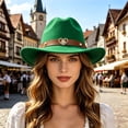 thumbnail image 2 of XIAOCHA Women's Rhinestone Embellished Wool Cowboy Hat Cattleman Rodeo Wide Brim Western Hat,Green, 2 of 4