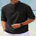thumbnail image 3 of Hawaiian Seersucker Cardigan Men‘s Button Down Long Sleeve Plus Size Shirt, 3 of 5