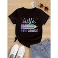 thumbnail image 1 of Girls' Short-sleeved Pure Cotton T-shirt With A Round Neck Is Casual And Comfortable. It Can Be Worn All Year Round. The "Fourth Grade New Journey " Is Suitable For Children Aged 4 To 13, 1 of 6