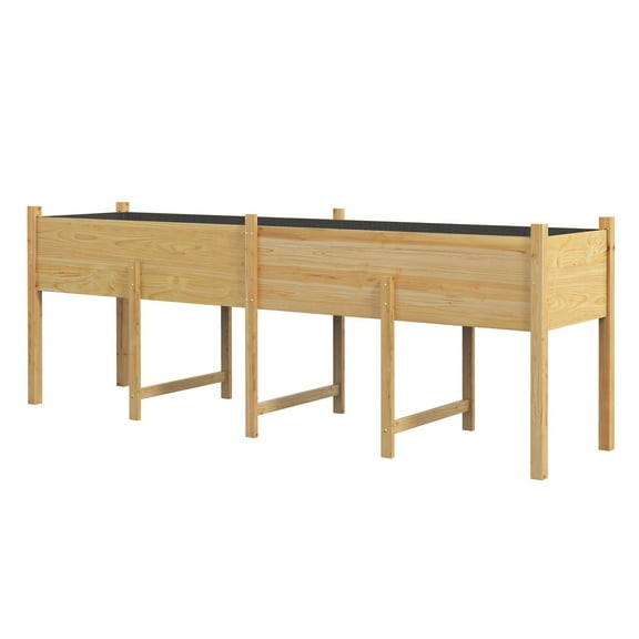 Raised Garden Bed with Legs - Extra Large 86.5" Wooden Elevated Planter Box - Self-Draining Outdoor Vegetable Flower Planter