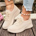 thumbnail image 2 of Women's Breathable Mesh Walking Shoes Lightweight Soft Casual Sneakers Comfortable Non Slip for Outdoor Daily Wear Travel Fitness（Beige，Size 7), 2 of 8