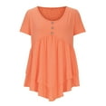 thumbnail image 5 of Summer Plus Size Tops for Womens 2026 Fashion Casual Button Solid Color Short Sleeve Round Neck Top/Shirt, 5 of 7