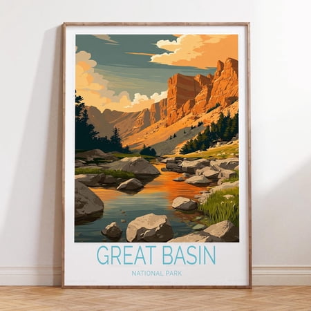 Great Basin National Park Mountain Wall Art Stretched Canvas Size 12x18