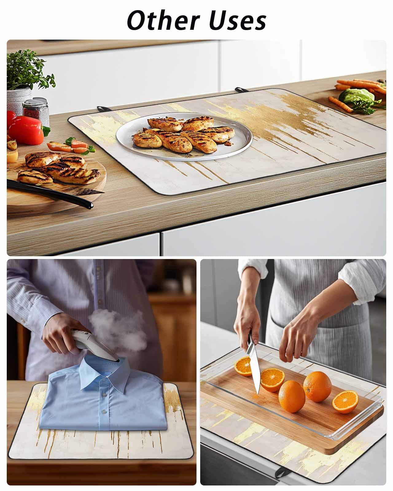 Stove Top Covers for Electric Stove, Modern Gold Glass Stovetop Cover Protector, Abstract Minimalist Grunge Art Color Block Induction Cooktop Protector Oven Mat for Kitchen Countertop 24"x21"