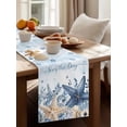 thumbnail image 3 of Summer Starfish Gradient Blue Table Runner 13x90in Non-Slip Cotton Linen Table Runners, Seaside Beach Shells Dresser Scarves TableRunner for Dinner Kitchen Dining Wedding Party, 3 of 9