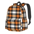 thumbnail image 1 of Disketp Orange Plaid Mochila Escolar de Gran Capacidad y Peso Ligero, Mochila de Viaje Ideal para Escuela, Trabajo y Uso Diario, Cómoda y con Estilo, 1 of 8