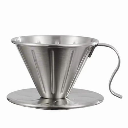 Pour over Coffee Filter Holder with Handle Reusable Coffee Dripper Paperless 304 Stainless Steel Drip Cup Coffee Maker,1 * Coffee Filter Holder With Handle,Silver