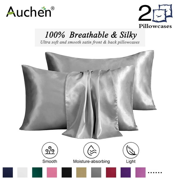 Silk Pillowcase for Hair and Skin, 2 Pack Ultra Silky Satin Pillowcase