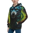 thumbnail image 2 of Kdxio Fluorescent Wolf Pattern Boys Athletic Unisex Boys Girls Hoodie with Pocket Sweatshirts-X-Large, 2 of 6
