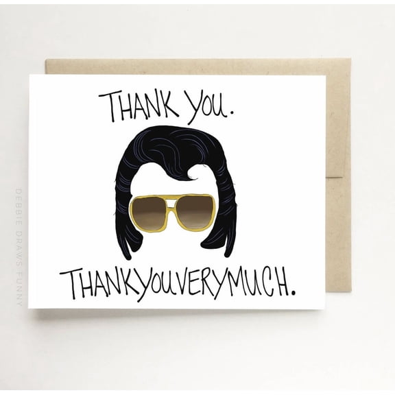 Thank You Card with Elvis Design – Fun “Thank You Very Much” Greeting – Envelope Included, Blank Inside – Perfect for Friends, Family, and Special Occasions