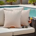thumbnail image 4 of Sunlight Lines Outdoor Waterproof Pillow Covers, Orange Sunset Abstract Striped Art Decorative Square Throw Pillowcase Sofa Cushion Sham for Patio/Couch/Chair, 18"x18" 2 Pack, 4 of 8