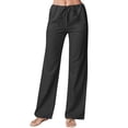 thumbnail image 3 of Casual Pants for Women Plain Color Simple Exquisite Loose Straight Leg Cotton Casual Pants, 3 of 3