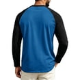 thumbnail image 4 of Men's Long Sleeve T Shirts Crew Neck Baseball Tops Raglan Athletic Casual Basic Tees Royal Blue L, 4 of 4