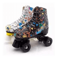 thumbnail image 3 of Patines Roller Derby Clásicos De Cuero Con Freno Y 4 Ruedas talla 26, Grafiti Negro, 3 of 5