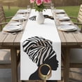 thumbnail image 4 of African Women with Earrings Table Runner, Ethnic Black Silhouettes Cotton Linen Kitchen Table Decoration Washable Dining Tabletop Runners for Home Party Decor 13x108 Inches, 4 of 9