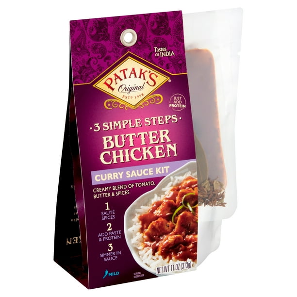 Patak's Original 3 Simple Steps Butter Chicken Curry Sauce Kit, 11 oz