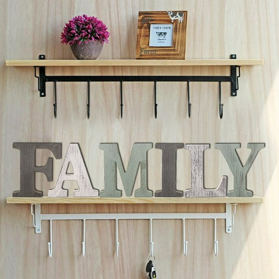 KALLORY Homeowners Decor Family Letters Wooden Hanging Sign 1 Set