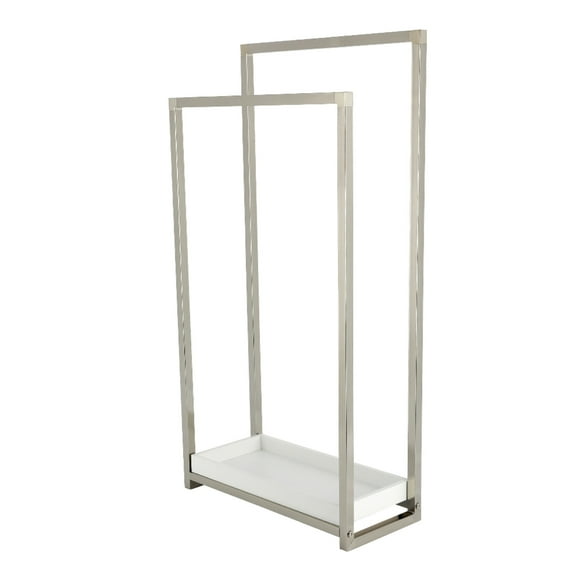 Kingston Brass SCC8266 Edenscape 33-5/8" Freestanding Pedestal 2-Tier Towel Rack with Wooden Shelf, Polished Nickel