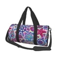 thumbnail image 2 of Xecao Cute Nautical print Round Travel Duffel Bag is a foldable gym bag with an inner pocket, perfect for travel sports, 2 of 8
