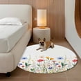 thumbnail image 2 of Watercolor Wildflower Round Area&nbsp;Rug 7ft Spring Blue Red Flower Leaf Plant Non-Slip&nbsp;Washable Circle Rugs Soft Felt Indoor Floor Mat for Bedroom Kitchen Living Room Bathroom, 2 of 9