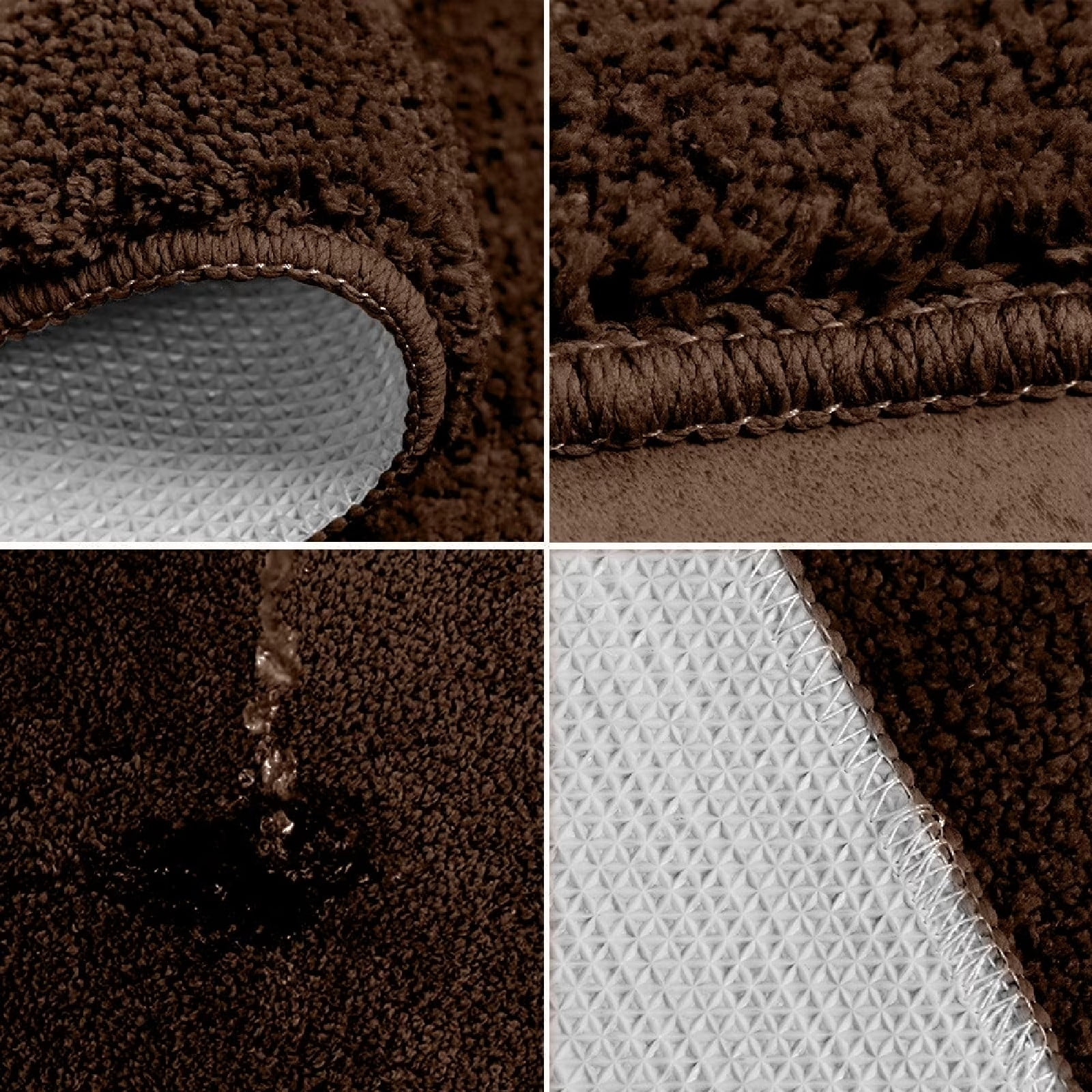 Eurhowing Bath Rug Set 3-Piece, Microfiber Non-Slip Absorbent Bathroom Mat Set, Ultra Soft Bath Mat with U-Shaped Contour Rug & Toilet Lid, Coffee