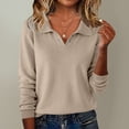 thumbnail image 2 of Women Polo V Neck Lightweight Warm Fall Sweaters Long Sleeve Collared Lapel Pullover,Basic Knit Business Casual Work Office Top,2026 Fall Trendy Cozy Fashion Outfits,Dressy Cute Clothing Khaki, 2 of 5