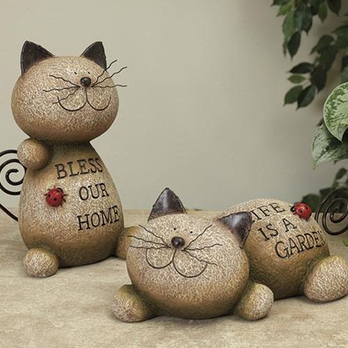 Resin Cat Figurine, 2 Asstd.
