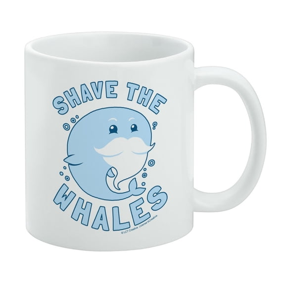 Shave the Whales Save Mustache Beard Funny Humor White Mug