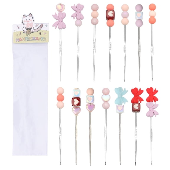 14 Pcs Lovely Crochet Hook Set 0.5-1.9mm Crochet Needle Ergonomical Knitting Needle Crochet Accessories for Handicraft