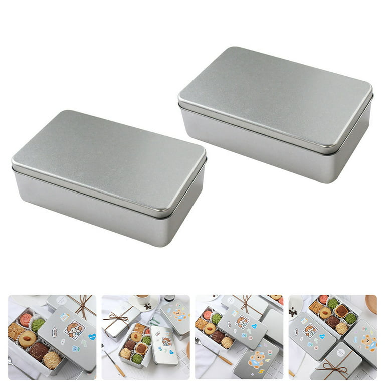 6-Pack Silver Metal Cookie Tins with Lids - Small Rectangular Tin Boxes for  Gift Giving, Home Organization (4.9x3.7x1.6 In)
