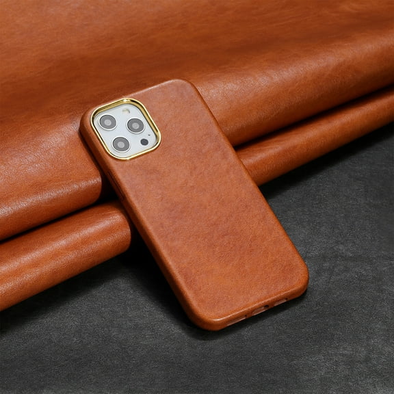 Leather Case Compatible with iPhone 14 Pro Max Ultra Thin Shockproof Full Protective Business Case-Brown