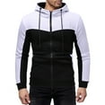 thumbnail image 4 of PMVFHDE Men's Outdoor Sports Hooded Sweatshirt and Pants Set with Patch Pocket Zipper Long Sleeve for Streetwear White,L, 4 of 7
