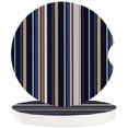 thumbnail image 1 of RYLABLUE Geometry Stripe Blue and Brown Set of 6 Car Coaster for Drinks, Absorbent Ceramic Stone Coasters Cup Mat with Cork Base for Home Kitchen Room Coffee Table Bar Decor, 1 of 5
