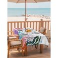thumbnail image 2 of Outdoor Tablecloth with Umbrella Hole for Patio/Picnic/Party/Camping, Summer Sea Coral Waterproof Table Cloth Rectangle Table Cover Washable, Nautical Coastal Seaweed Starfish Watercolor (60"x 84"), 2 of 8