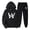 Black, variant on Men's W Print Track And Field Suit 2 Piece Hooded Sports Casual Running Jogging Set 46r Suit