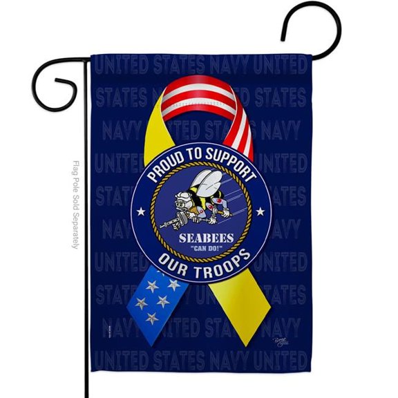Breeze Decor G158656-BO 13 x 18.5 in. Support Seabees Troops Garden Flag with Armed Forces Navy Double-Sided Decorative Vertical Flags House Decoration Banner Yard Gift