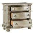 thumbnail image 4 of Caitlin 35 Inch 3 Drawer Nightstand with Marble Top, Leaf Carvings, Silver- Saltoro Sherpi, 4 of 5