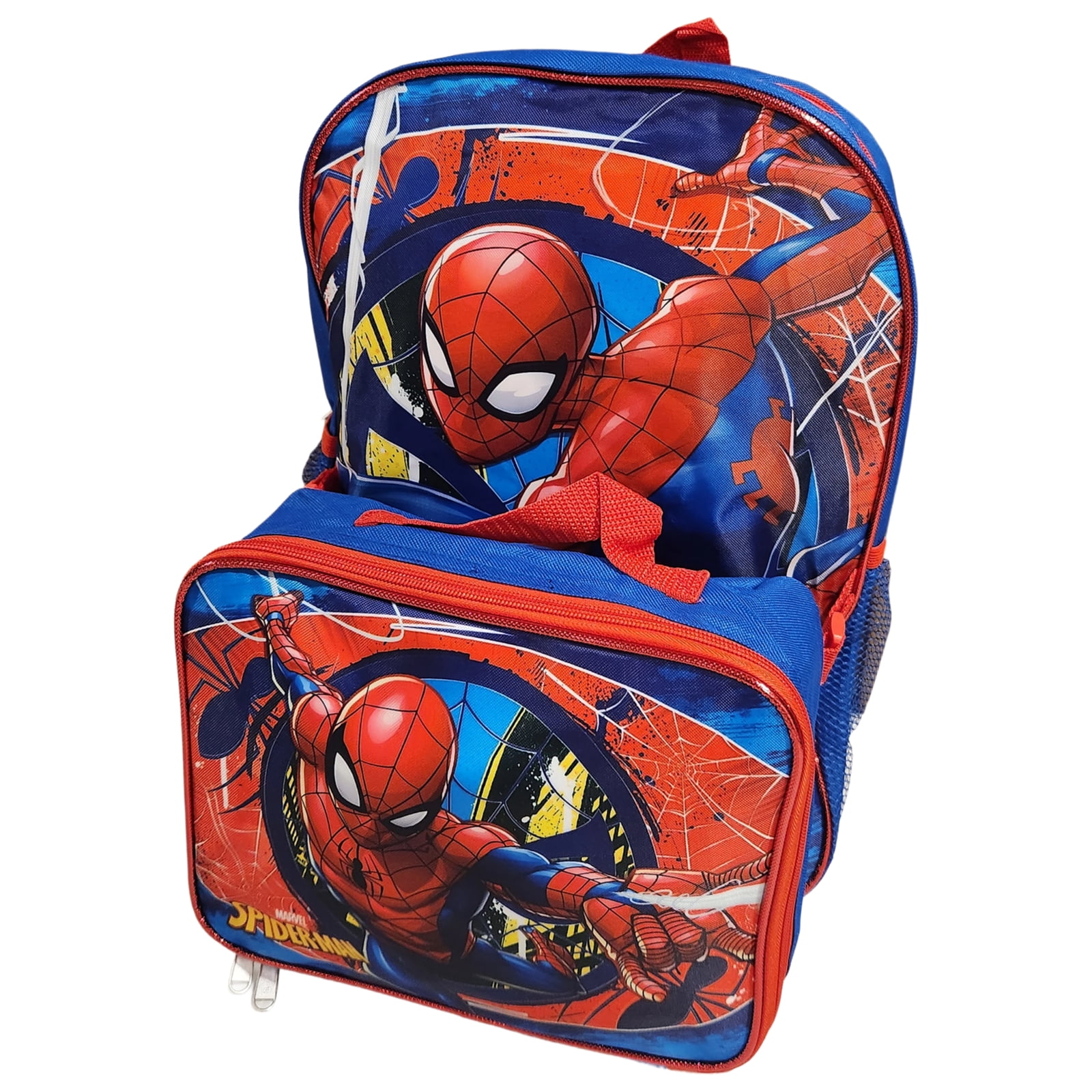 Spiderman Full Size 16 Inch Backpack with Detachable Lunch Box