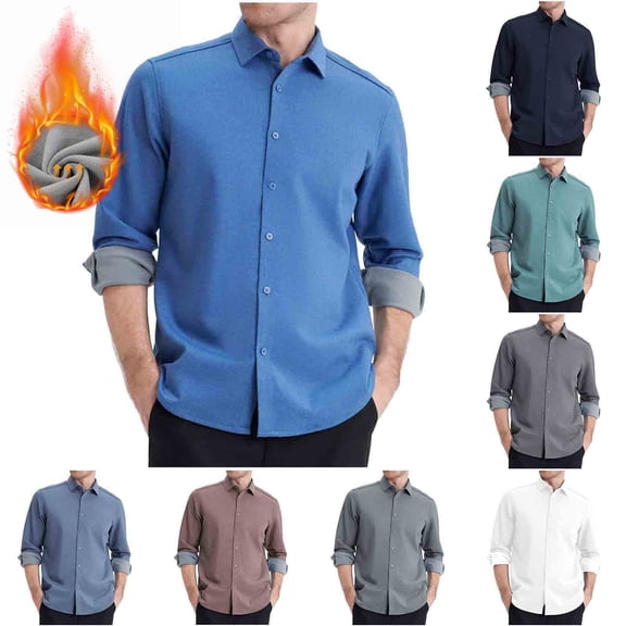 Zedker Men's Casual Button Down Shirt Long Sleeve Untucked Shirt Wrinkle Free Denim Dress Shirt for Men Brown L
