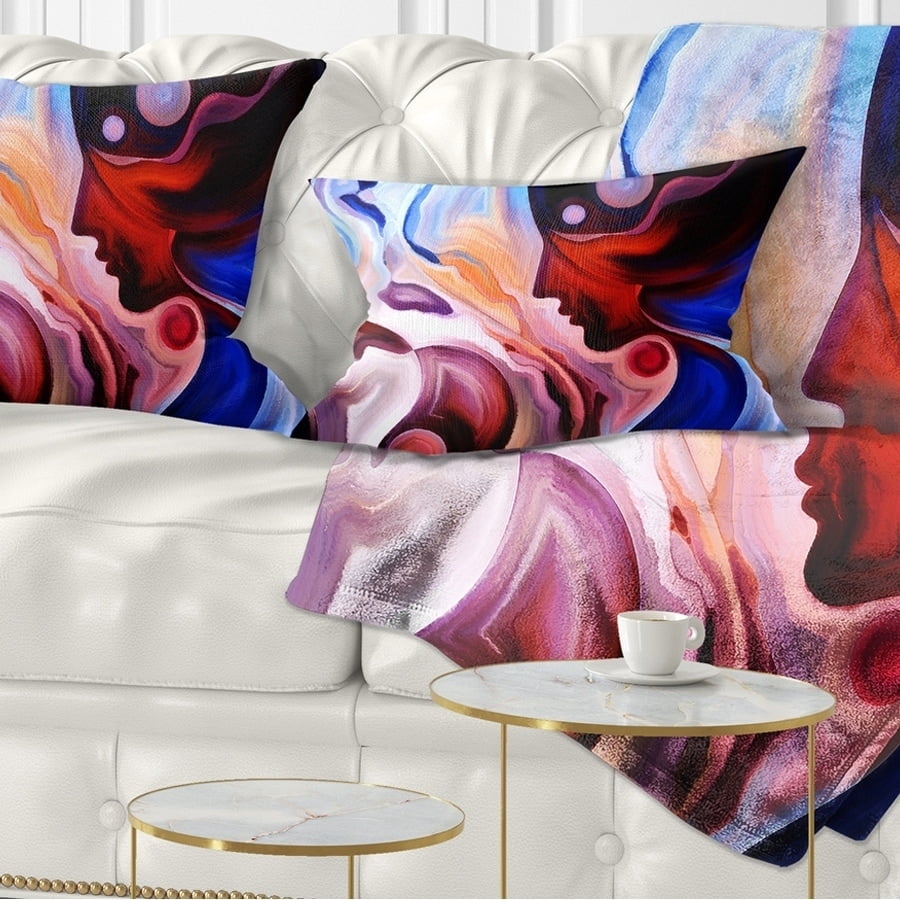 Insert Printed On Both Side Designart CU6868-26-26 Watching Woman Painting Abstract Cushion Cover for Living Room in x 26 in Sofa Throw Pillow 26 in 