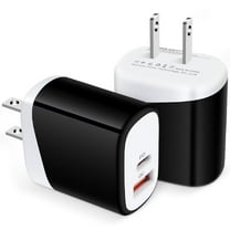 USB C Block Charger,2PCS ABCPOW 20W PD Type C Charger Block QC3.0 Dual USB Wall Charger Adapter Plug USB C Brick Power Delivery Fast Charge Quick Charging Charger Block,Black